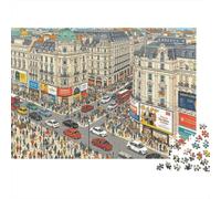 Paris City Street Puzzle para Adultos 1000 Piezas Reciclable Busy Urban Scene Senior Puzzles Difícil e Imposible Challenging Alivia la Demencia Senil Activity 70x50cm/1000pcs