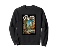 Paris City Streets Eiffel Tower Classic Car Travel Graphic Sudadera