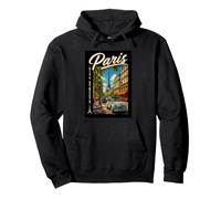 Paris City Streets Eiffel Tower Classic Car Travel Graphic Sudadera con Capucha