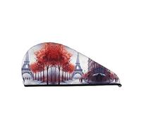 Paris City Tree Eiffel Tower Art Gorro de ducha de baño para mujer, Coral Velvet Dry Hair Cap Absorbente Toallas de secado rápido