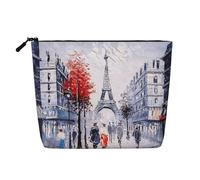 Paris City Tree - Organizador de cosméticos de la Torre Eiffel, grande, bolsa de cáñamo falso, resistente al agua, con cremallera para viajes diarios