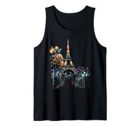 París De Noche Flores Farolas Y La Torre Eiffel Camiseta sin Mangas