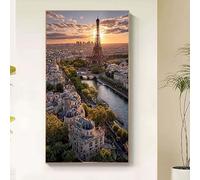 París Diamond Painting Adultos, Diamond Painting Paisaje Pintura de Diamante para Niños 5D Cristal Strass Bordado Punto de Cruz Puzzle Dibujos con Diamantes Kit para Decoración Hogar 50x100cm y4-30cb