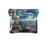 Paris Eiffel Towel - Cartera de noche estrellada para mujer, pequeña, delgada, Toalla Paris Eiffel Noche Estrellada, 4.33x3.74In, Toalla Paris Eiffel Noche Estrellada
