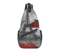Paris Eiffel Tower Red Umbrellas Sling Backpack Chest Crossbody Bag Casual Daypack para Hombres y Mujeres