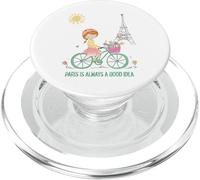 París es Siempre una Buena Idea Linda Chica en Bicicleta PopSockets PopGrip para MagSafe