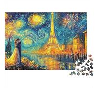 París Extra Thick Cardboard Van Gogh Pareja Imprimir Jigsaw Puzzle Bundle Stress Relief Indoor Leisure Gift for Family Puzzle Lovers Senior Jigsaw Fans 52x38cm/1000pcs