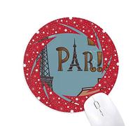 Paris Fire Ballon France Eiffel Tower Wheel mouse pad de goma roja redonda