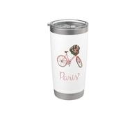París Floral Bicicleta Viajar En El Extranjero Estudio Vaso térmico de acero inoxidable de doble pared