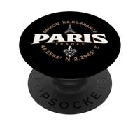 París Francia Etiqueta de coordenadas Île-de-France 2C PopSockets PopGrip Adhesivo