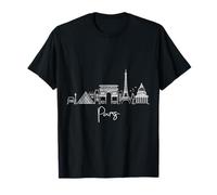 París Francia Horizonte Europa Viaje Souvenirs Blanco Paisaje urbano Camiseta