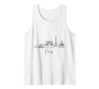 París Francia Horizonte Europa Viaje Souvenirs Negro Paisaje urbano Camiseta sin Mangas