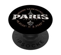 París Francia Île-de-France Coordenadas Label 2C Distressed PopSockets PopGrip Adhesivo