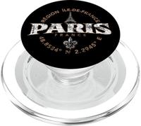 París Francia Île-de-France Coordenadas Label 2C Distressed PopSockets PopGrip para MagSafe