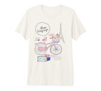Paris Francia Torre Eiffel Souvenir Mujer Chica Bicicleta Camiseta Premium