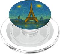 París Francia Torre Eiffel Viaje Vacaciones Estilo Van Gogh PopSockets PopGrip para MagSafe