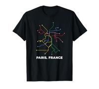 París, Francia Tren Mapa Metro Ferrocarril Carretera Hombres Mujeres Camiseta