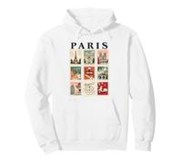 París Francia Vintage Viajes Collage Francés Monumentos Amantes Sudadera con Capucha