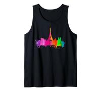 París Horizonte Torre Eiffel Arte Acuarela Francia Recuerdo Camiseta sin Mangas