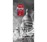Paris, je t'aime Literatur-Kalender 2027: Geschmackvoller Städtekalender im schlanken Hochformat (33x66 cm) | Fotos in Schwarz-Weiß mit Zitaten