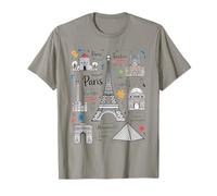 Paris Landmarks Eiffel Tower France Travel Design Camiseta