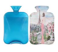Paris Landscape - Botella de agua caliente con tapa de la Torre Eiffel de 2 L, bolsa de agua de gran capacidad para noches acogedoras, alivio del dolor, espalda, cuello y hombros