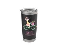 París Mente Bicicleta Chica Torre Eiffel Estética Viaje Amor Vaso térmico de acero inoxidable de doble pared