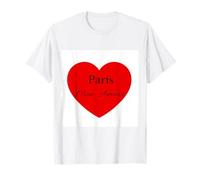 Paris, Mon Amour - White with Red Heart Design Camiseta
