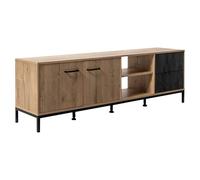 París Mueble para TV (L x An x Al: 40 x 180 x 55 cm, Roble gold/Negro mármol, Número de cajones: 2 ud., Número de puertas: 2 ud.)