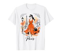 París Noche Paseo Arte Romántico Mujeres París Torre Eiffel Camiseta gráfica económica
