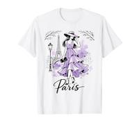 París Noche Paseo Arte Romántico Mujeres París Torre Eiffel Camiseta gráfica económica