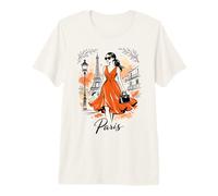 París Noche Paseo Arte Romántico Mujeres París Torre Eiffel Camiseta Premium