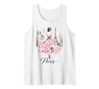 París Noche Paseo Arte Romántico Mujeres París Torre Eiffel Camiseta sin Mangas