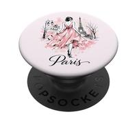 París Noche Paseo Arte Romántico Mujeres París Torre Eiffel PopSockets PopGrip Adhesivo