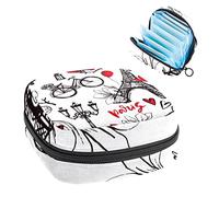 Paris Pattern Period - Bolsa portátil de almacenamiento para tampones para servilletas sanitarias, Varios colores, 4.7x6.6x6.6 in/12x17x17 cm, Viajes