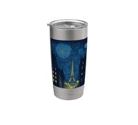 París por noche - la noche estrellada parisina Vaso térmico de acero inoxidable de doble pared