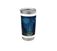 París por noche - la noche estrellada parisina Vaso térmico de acero inoxidable de doble pared