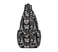 Paris Pug Sling Bag, Chest Bag Daypack, Crossbody Sling Mochila para Viajes, Deportes, Correr, Senderismo