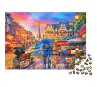 Paris Rainy Street Puzzle para Adultos 1000Pc Reciclable City Twilight Senior Puzzles Impossible Hard Difficult Challenging Alivia la Demencia Senil Activity 38x26cm/1000pcs