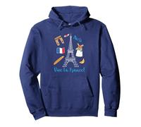 París Recuerdo Torre Eiffel Francia Vive La France Sudadera con Capucha, Unisex para Adultos, Azul Marino, XL