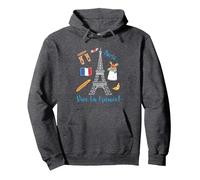 París Recuerdo Torre Eiffel Francia Vive La France Sudadera con Capucha, Unisex para Adultos, Jaspeado Oscuro, S