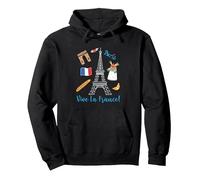 París Recuerdo Torre Eiffel Francia Vive La France Sudadera con Capucha, Unisex para Adultos, Negro, S