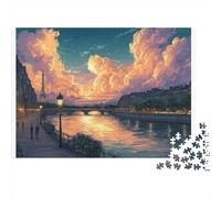 Paris River Sunset 100% Recycled Cardboard Magpie in Paris 1000Pc Jigsaw Puzzle Adults Fun Activity for Rainy Days 52x38cm/1000pcs