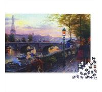 Paris River Sunset 100% Recycled Cardboard Paris Flower Cat 1000 Piece Puzzle for Adults The Impossible Challenge Fun Present 38x26cm/1000pcs