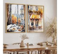 París, Roma, Santorini, ciudad costera, arquitectura, paisaje, acuarela, arte, póster, lienzo, impresiones, decoración de pared para el hogar, 30 x 45 cm, 2 piezas, sin marco