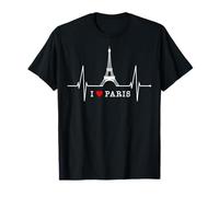 Paris Skyline Heartbeat Torre Eiffel Francia I Love Paris Camiseta