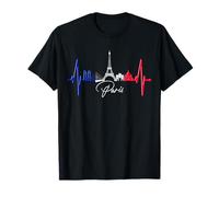 Paris Skyline Heartbeat Torre Eiffel Francia I Love Paris Camiseta