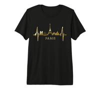 Paris Skyline Heartbeat Torre Eiffel Francia I Love Paris Camiseta Premium