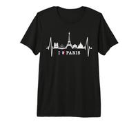 Paris Skyline Heartbeat Torre Eiffel Francia I Love Paris Camiseta Premium