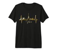 Paris Skyline Heartbeat Torre Eiffel Francia I Love Paris Camiseta Premium